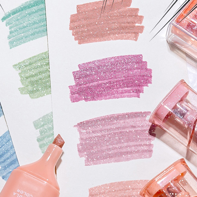 Highlighter Set Pastel - Surligneurs à paillettes, largeur de ligne