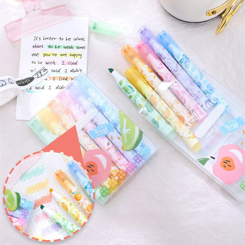 Highlighter Set Pastel - Surligneur parfumé aux fruits créatifs, stylos