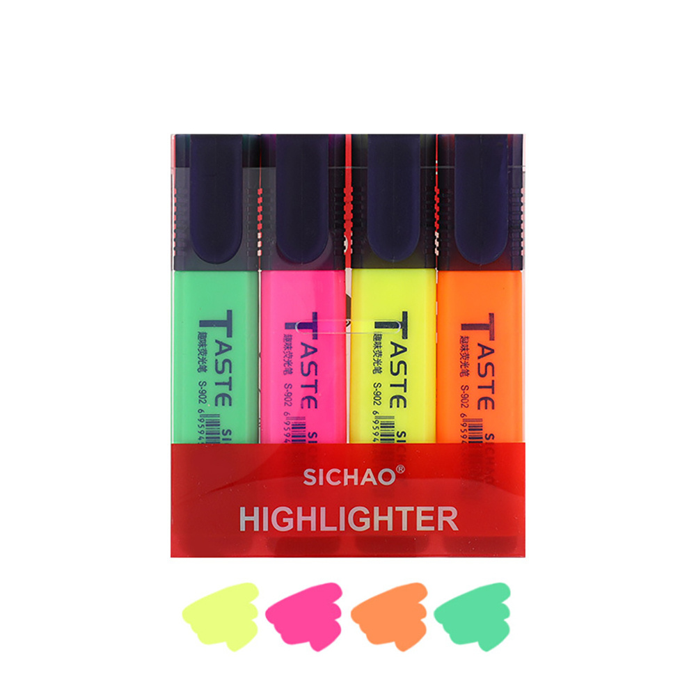 Highlighter Set Pastel - Lot de 4 surligneurs fluorescents à