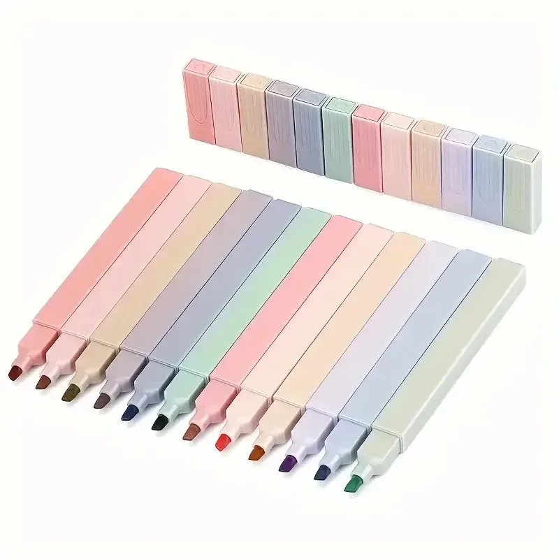 Highlighter Set Pastel - 12 surligneurs esthétiques colorés, couleurs assorties